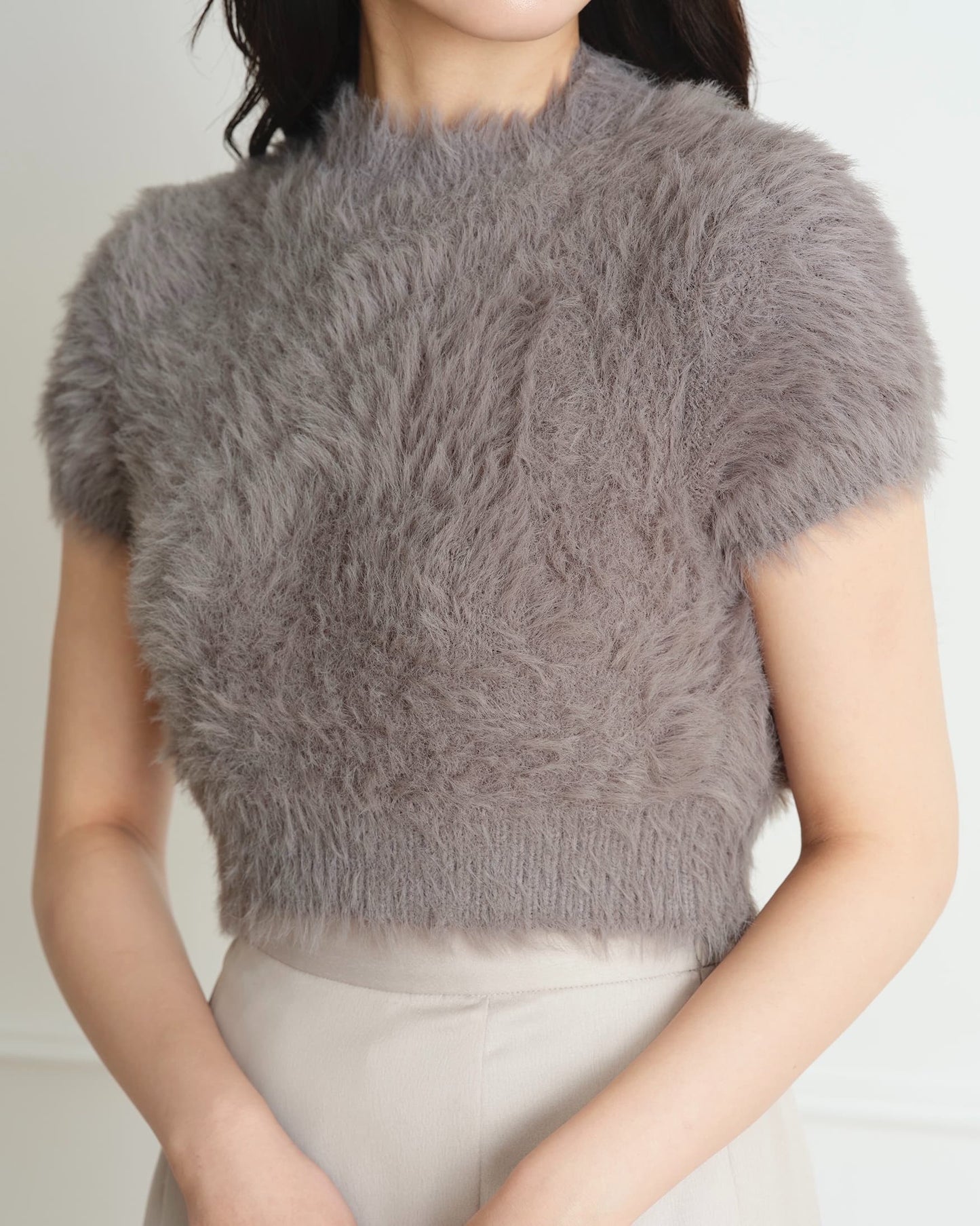 シャギーショートニットプルオーバー