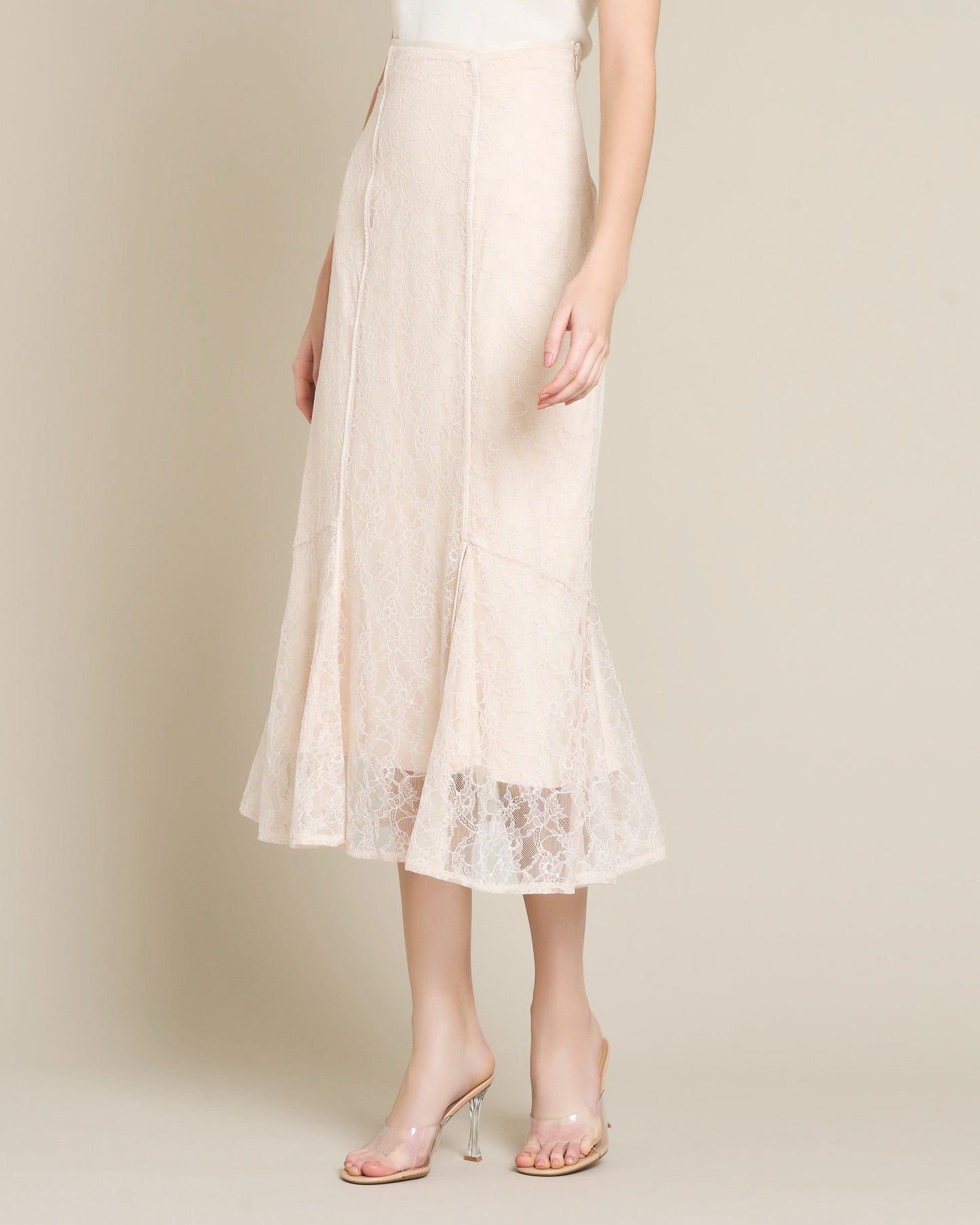 パイピングレースマーメイドフレアスカート