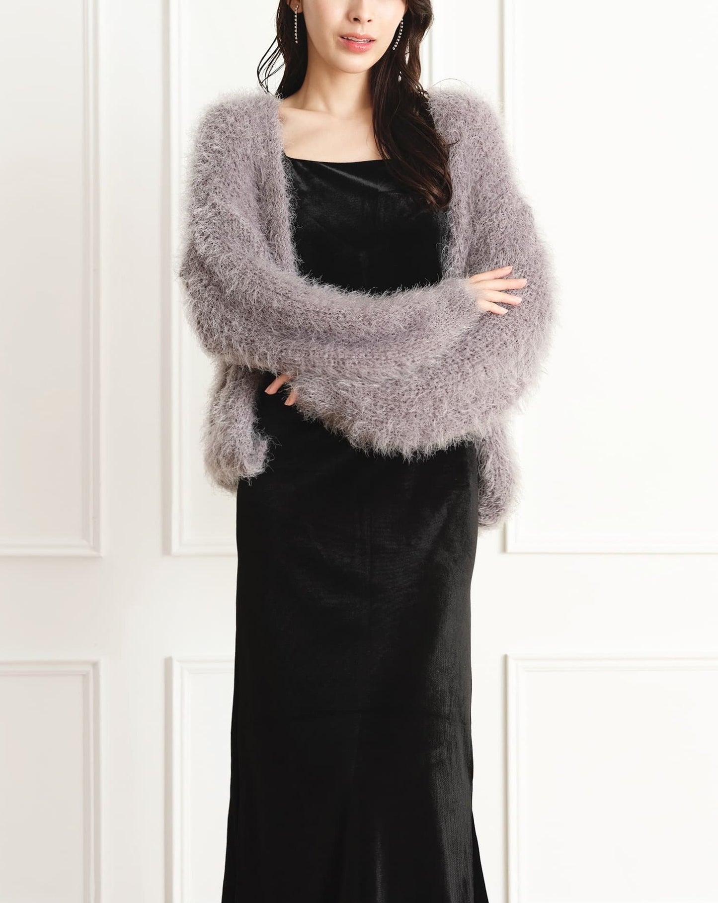 ビジューラインロングピアス