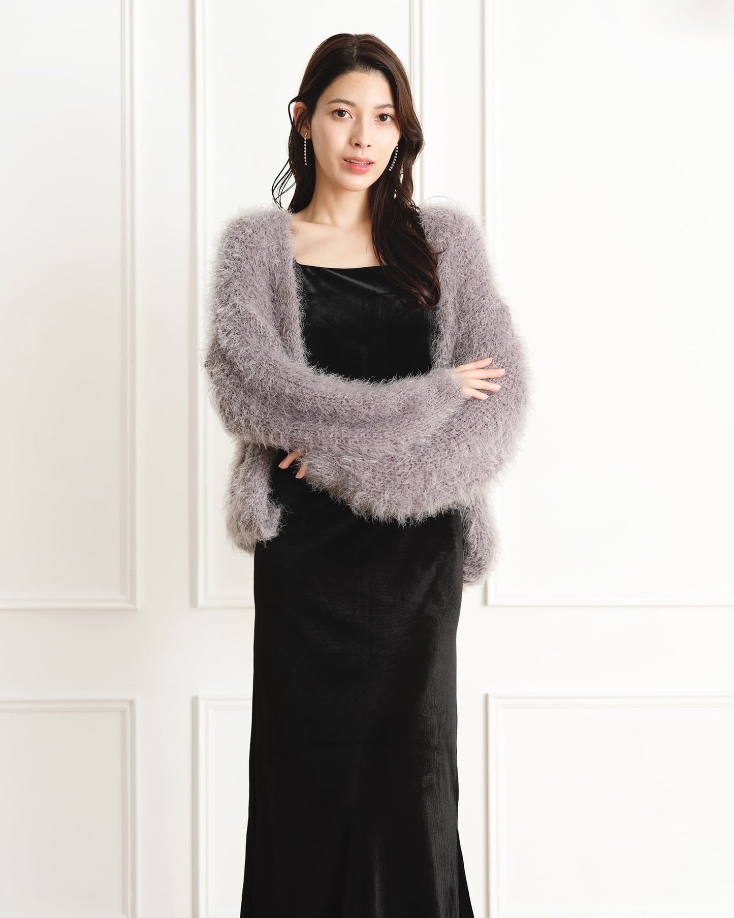 2wayルーズシャギーニットカーディガン