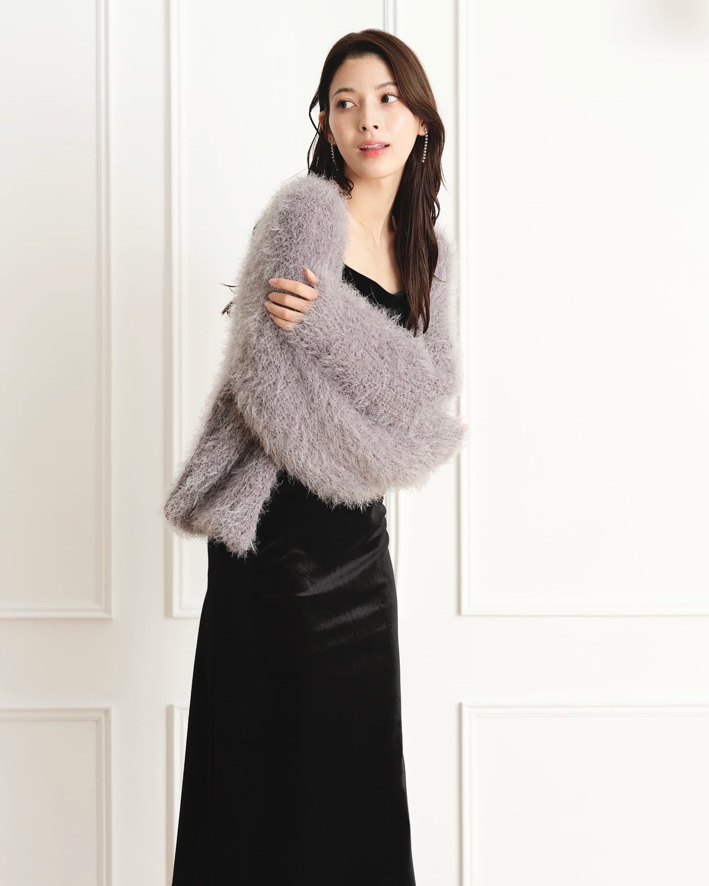 2wayルーズシャギーニットカーディガン