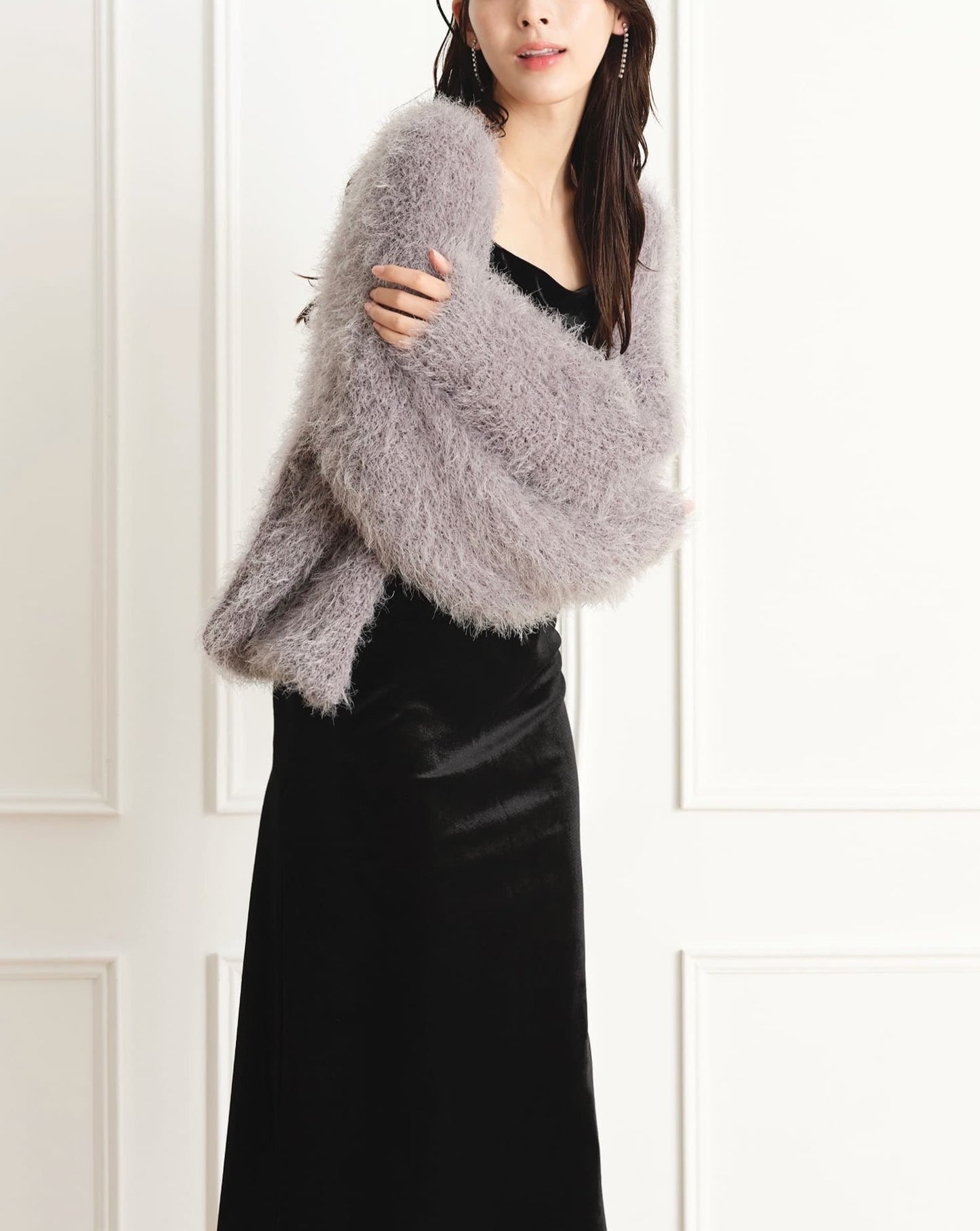 ビジューラインロングピアス