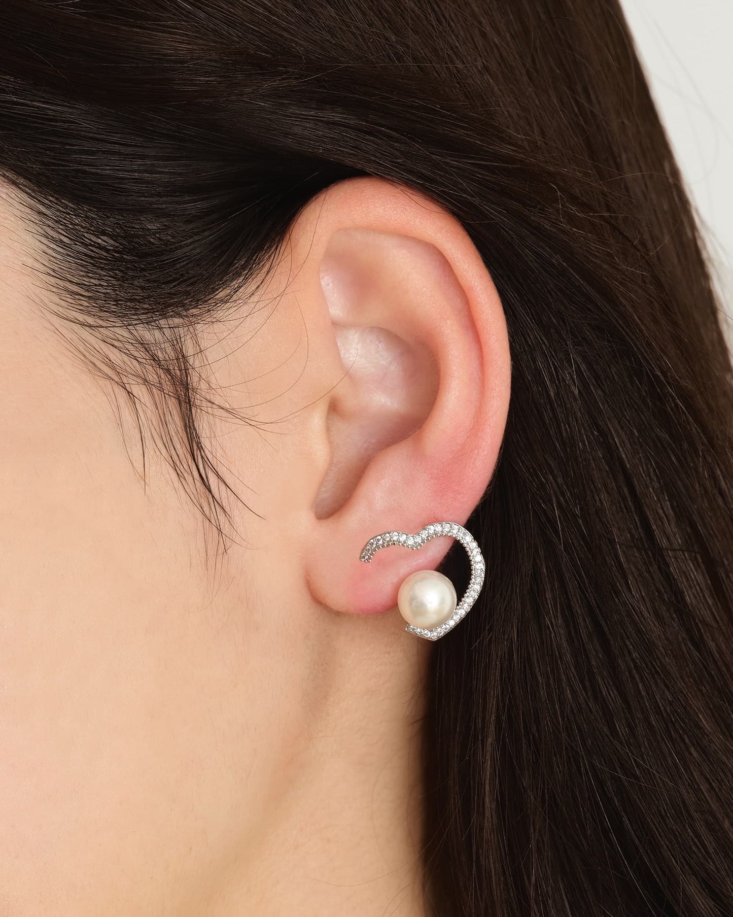 ハートモチーフ パールピアス