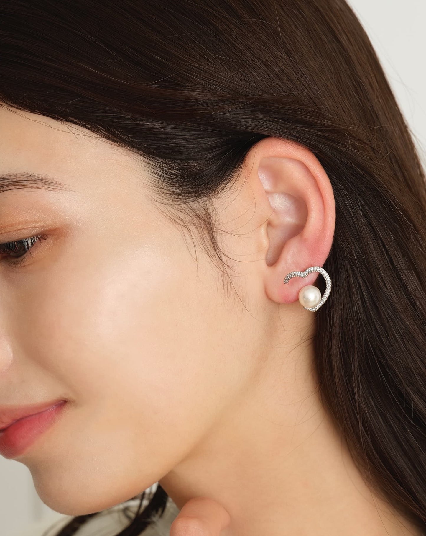 ハートモチーフ パールピアス