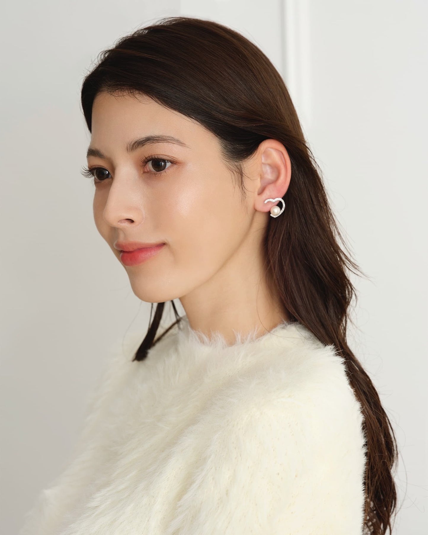 ハートモチーフ パールピアス