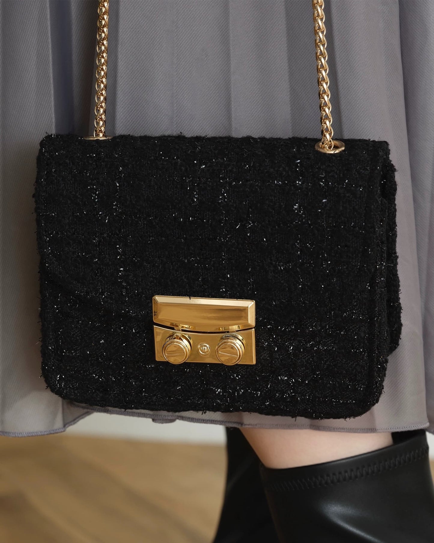 ラメツイードチェーンバッグ