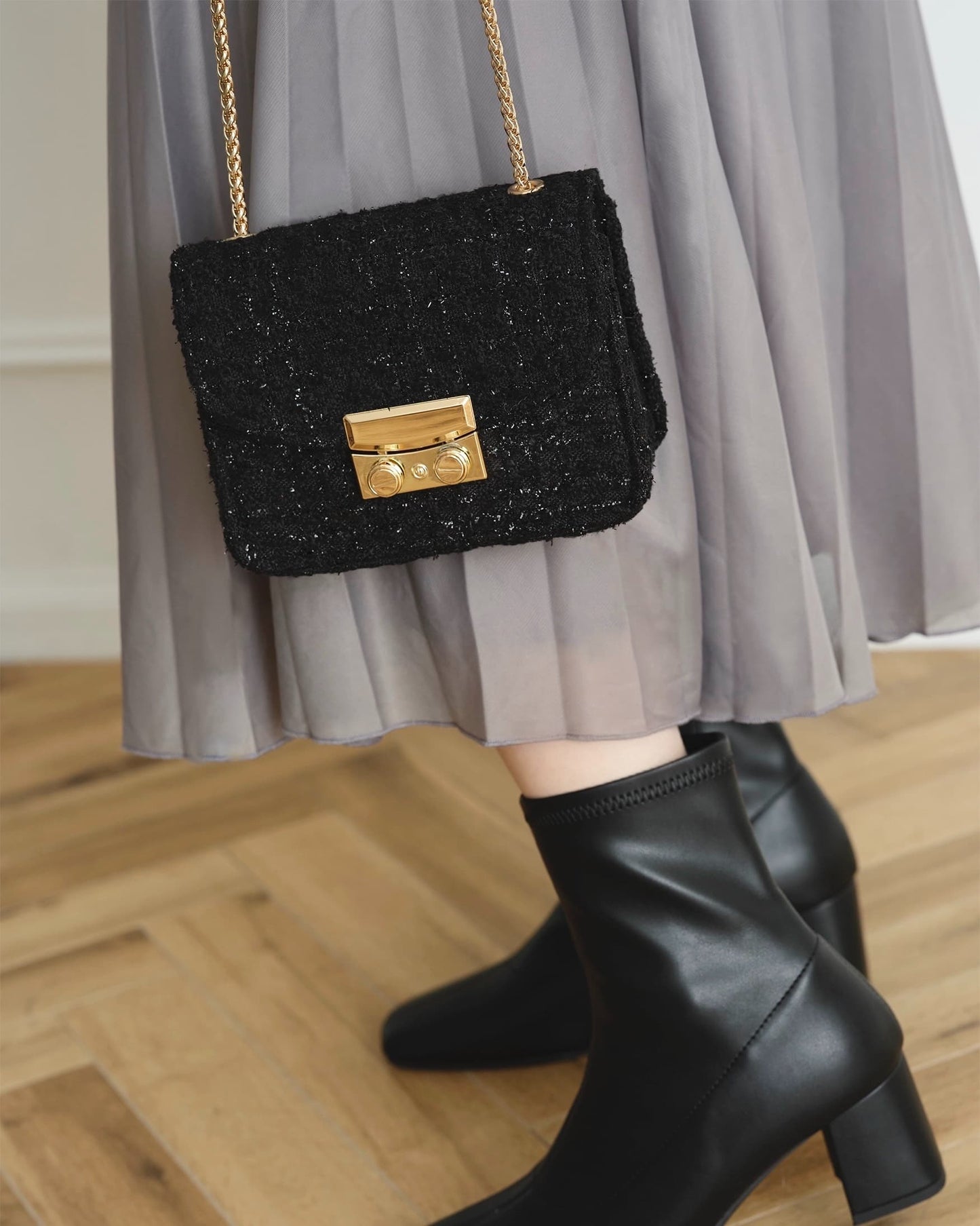 ラメツイードチェーンバッグ