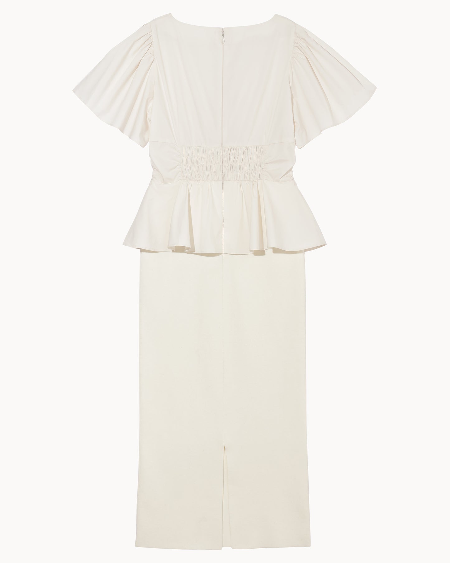 ペプラムブラウスコンビタイトニットドレス